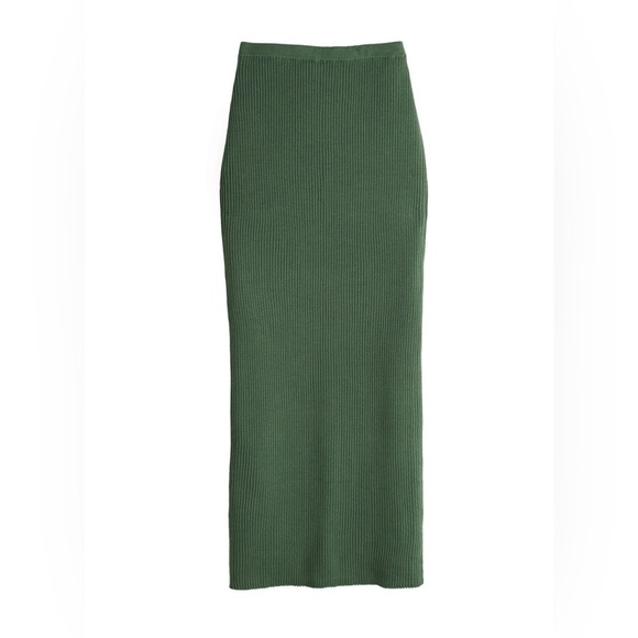 NWT Peruvian Connection Lucana Ribbed Cotton Midi Skirt in Oregano Green - Picture 4 of 10
